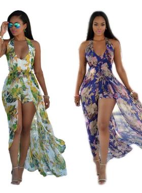 Hot selling sexy halterneck print dress  性感挂脖印花连衣裙