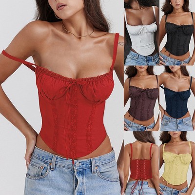 Lace stitching strappy sexy top suspenders  蕾丝拼接绑带吊带