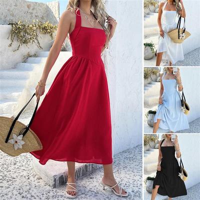Sleeveless high-waisted halter long dress  无袖高腰挂脖长裙