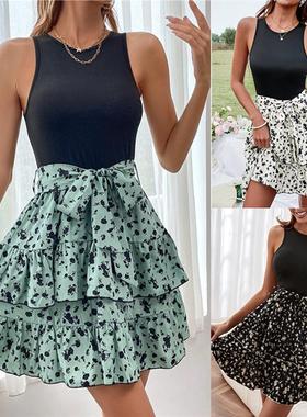 Hot selling fashion printed vest dress热卖时尚印花背心连衣裙