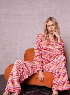 Hot selling fashion red lace bell bottoms set 红色喇叭裤套装