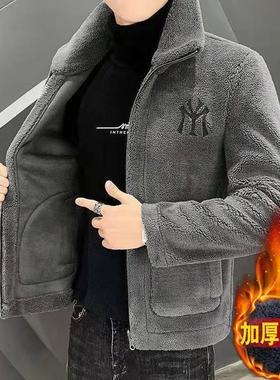 Faux lamb wool stand collar thickened coat  仿羊羔绒立领外套