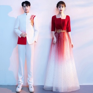 2025新款男士中山装演出服主持人舞台套装学生大合唱团表演礼服女