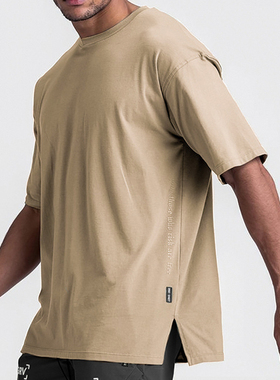 ASRV 速干男士健身短袖宽松大码开叉运动t恤夏季休闲上衣薄款透气