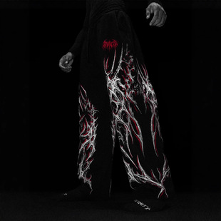 Breathedivinity美式潮牌运动裤男健身毒液暗黑印花休闲直筒长裤