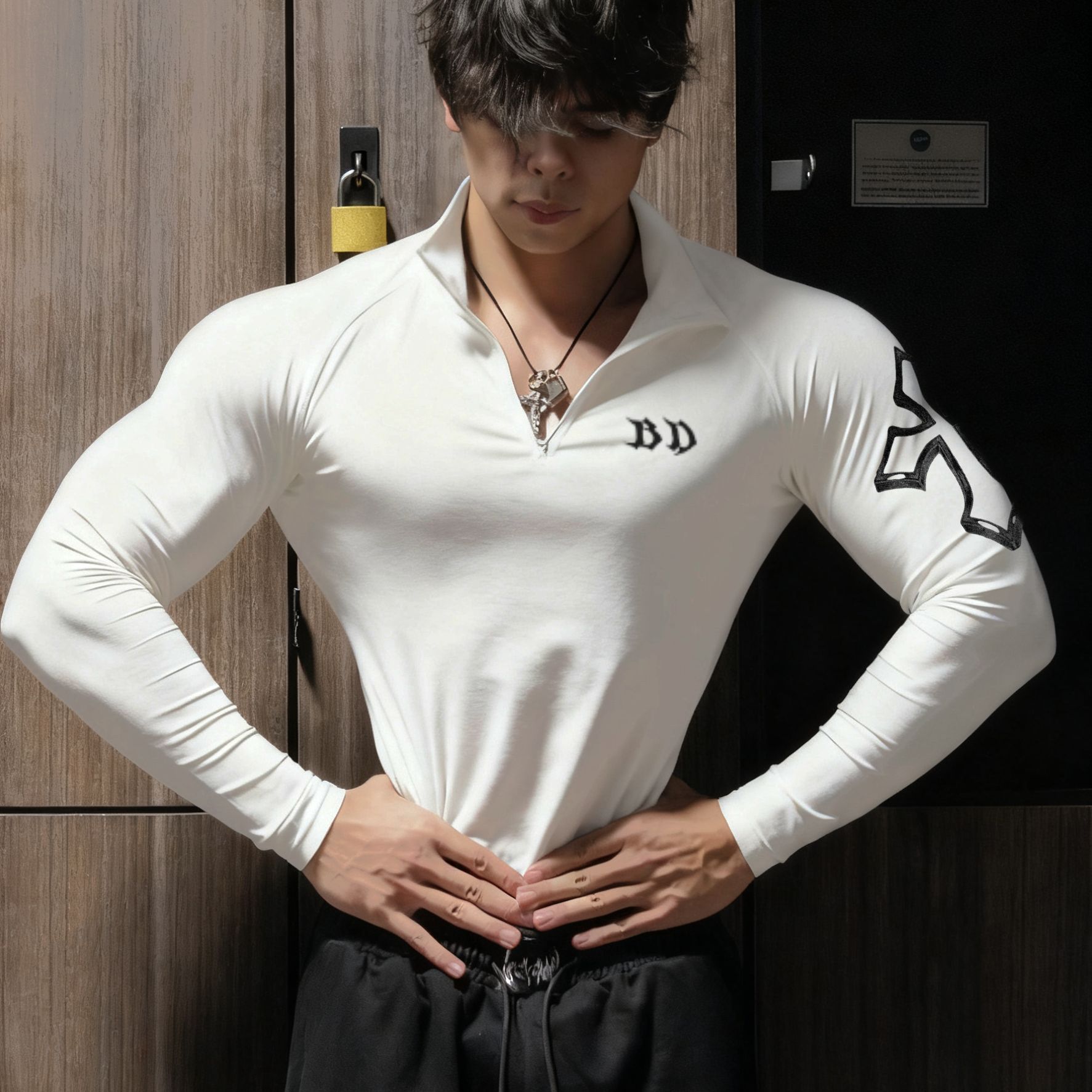 Breathed十字架印花紧身衣男