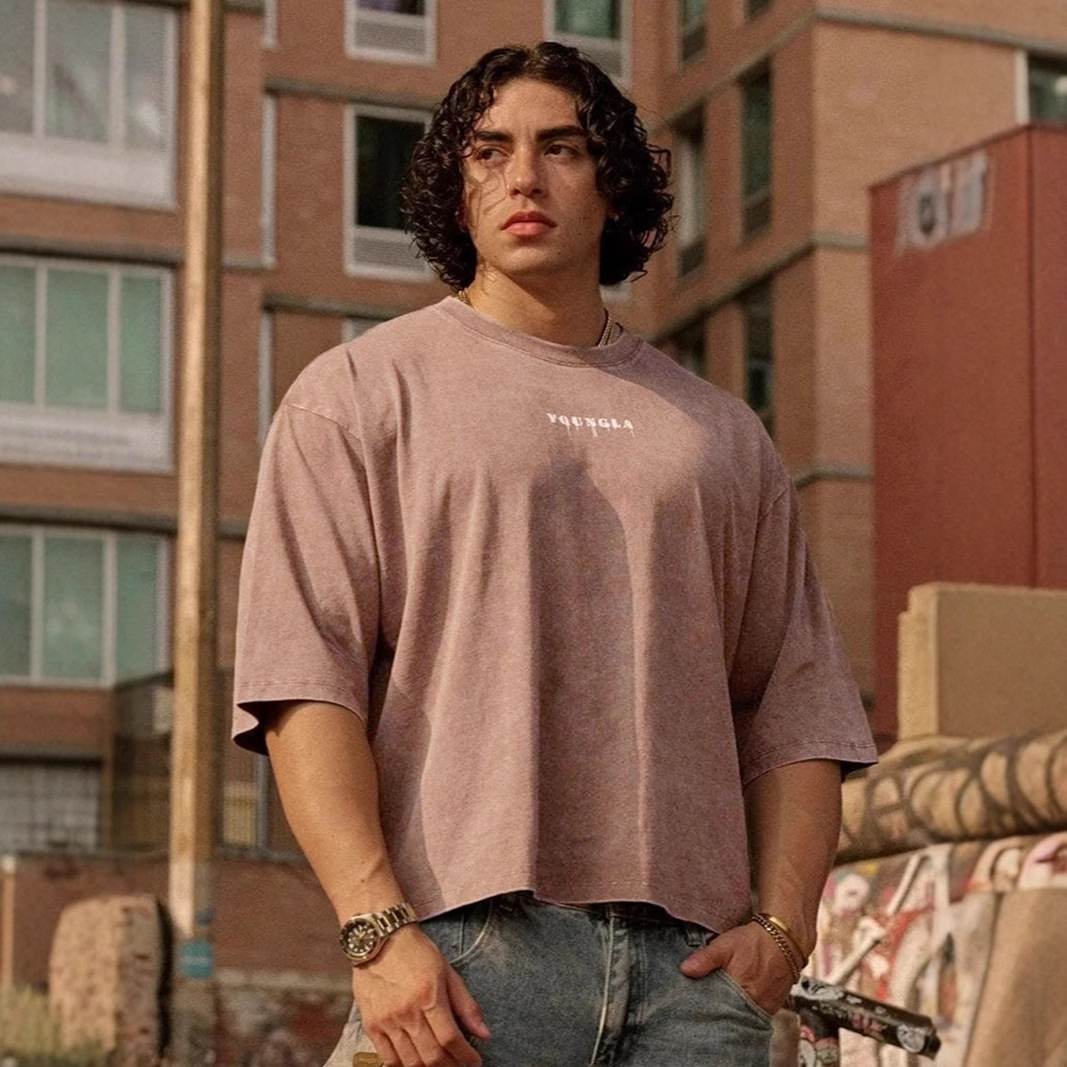 YOUNGAL新款纯棉水洗健身衣男