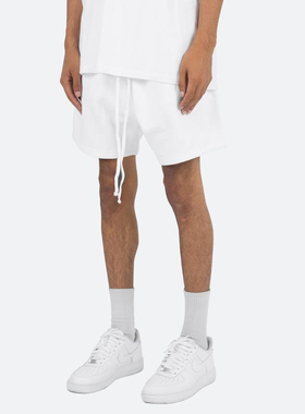 纯白色短裤男美式高街简约抽绳小众夏季健身运动四分不过膝篮球裤