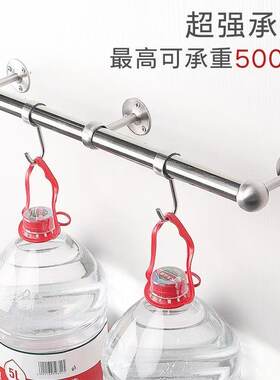 不锈钢毛巾架挂钩打孔卫生间v置物架浴室毛巾杆挂架加长家用单杆