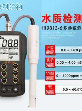意大利哈纳 便携水质多参数测定仪HI9813-6 pH/EC/TDS/°C测定仪