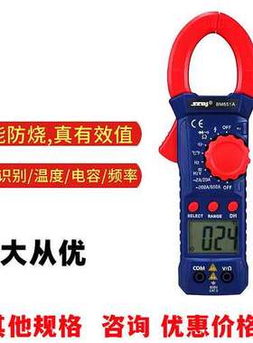 滨江钳形表BM851A直流电流853A+相序钳表852防烧855A+多用电子表