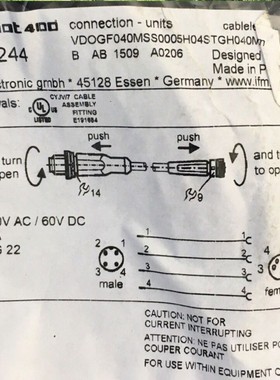 EVC244.EVC412. EVT001.EVC023.德国IFM传感器连接线