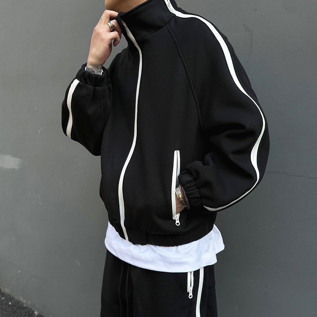 太空层470G短款开衫卫衣cleanfit