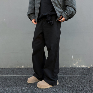 男女宽松直筒休闲裤 裤 哈灵顿军布爪痕硬挺cleanfit工装 UNAps新款