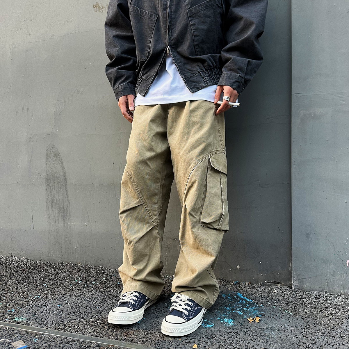 美式立体口袋cleanfit工装裤男女