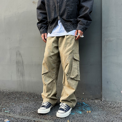 美式立体口袋cleanfit工装裤男女