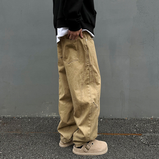 美式 立体剪裁弯刀裤 宽松休闲裤 裤 春季 直筒工装 男女复古 UNAPS