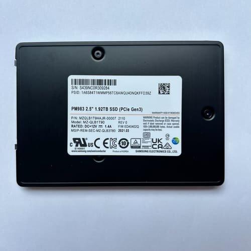 议价三星PM983 1.92TB 2.5寸U.2接口PCIe G