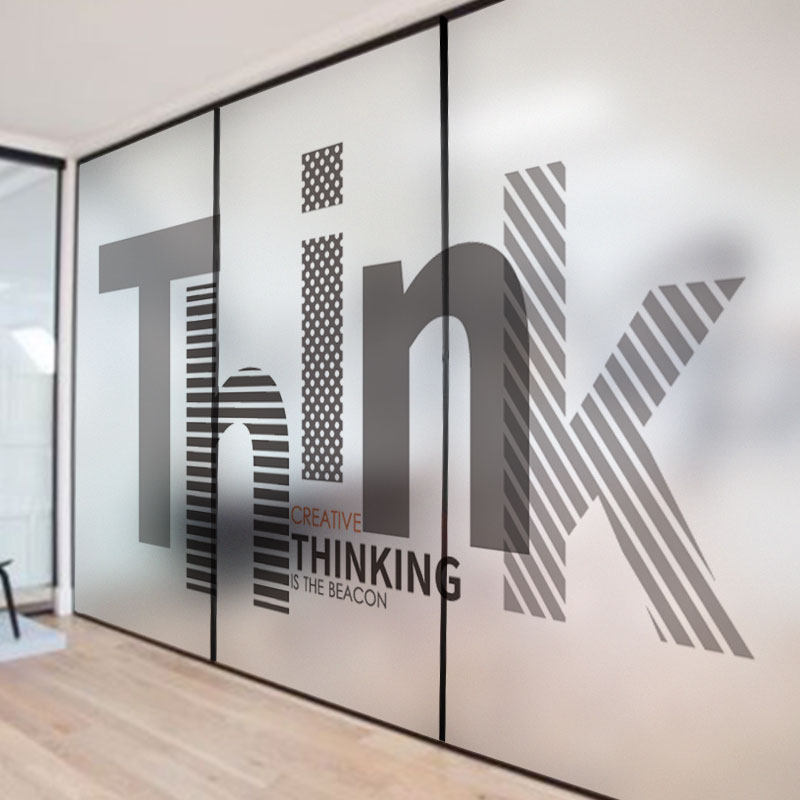 定制磨砂静电膜玻璃隔断贴膜商务会议室公司办公室移门uv-思考