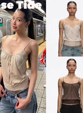 Rose Tide买手店正品折扣现货Tankair吊带抽绳系带褶皱背心上衣