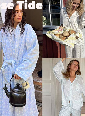 Rose Tide买手店现货折扣Djerf Avenue睡衣印花长袖家居服浴袍