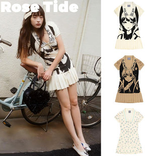 Rose tide买手店折扣Ashely williams连衣裙美少女印花短袖针织裙