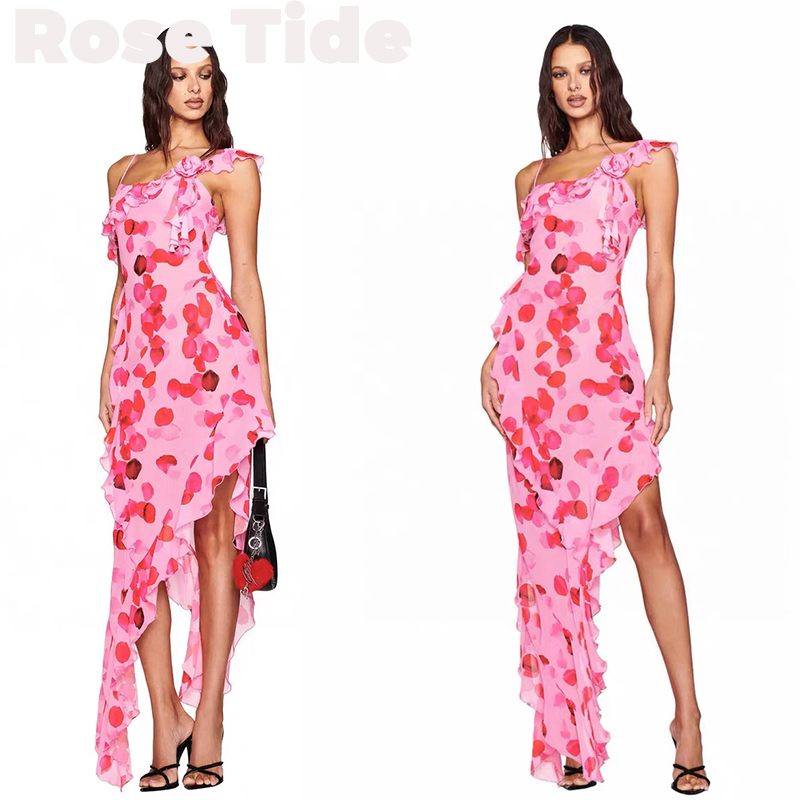 Rose Tide买手店正品Iamgia连衣裙25新品玫瑰花瓣荷叶边吊带长裙
