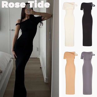 Rose Tide买手店正品折扣KHY连衣裙kylie同款扭结单肩不对称长裙