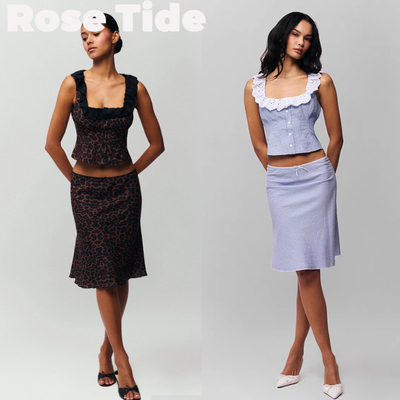 正品Guizio格纹花边上衣半身裙