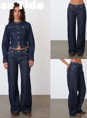 Rose Tide买手店正品折扣Peachy den牛仔裤复古水洗宽松直筒长裤