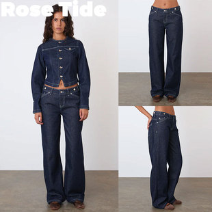 Rose Tide买手店正品折扣Peachy den牛仔裤复古水洗宽松直筒长裤