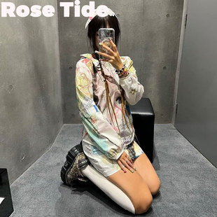 Rose Tide买手店正品Ashely williams蝴蝶结垃圾印花衬衫上衣短裙