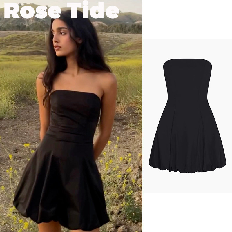 Rose Tide买手店正品现货KHY连衣裙黑色抹胸蓬蓬裙短裙