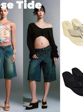 Rose Tide买手店现货折扣正品Iamgia拖鞋厚底坡跟凉鞋夹脚人字拖