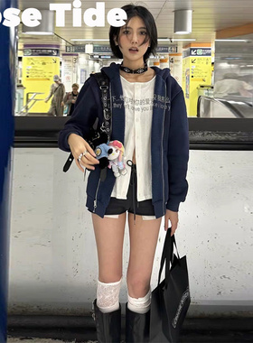 Rose Tide买手店正品Praying卫衣趣味标语连帽衫假两件拼接外套