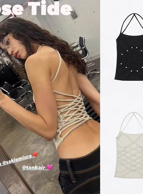 Rose Tide买手店正品美国Tankair背心蜘蛛网绑带露背挂脖吊带上衣