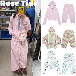 Rose tide买手店折扣Ashely williams印花修身短卫衣外套长裤套装