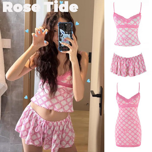 连衣裙 IAMGIA蝴蝶结丝带印花蕾丝吊带短裤 Rose Tide买手店正品