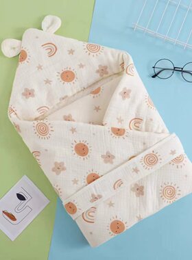 初生婴儿包被新生儿抱被宝宝产房保暖棉花被90*90cm士2cma类四季