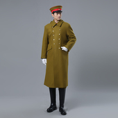 影视剧组话剧团剧本杀反派抗战戏服毛呢套装 大檐帽肩章领章 工装