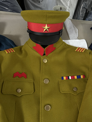 影视剧组话剧团剧本杀反派抗战戏服毛呢套装工装大檐帽肩章领章