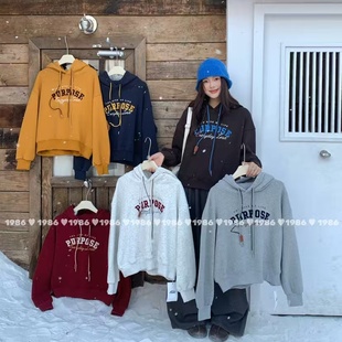 1986连帽卫衣2025冬时尚 上衣62255 百搭休闲宽松简约字母长袖