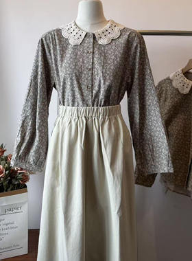 ilook衬衫2025冬日系文艺休闲百搭宽松长袖上衣13375