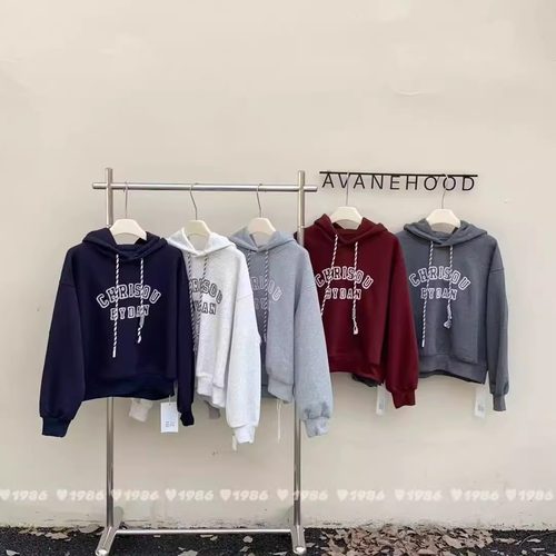 1986连帽短款卫衣长袖上衣60705