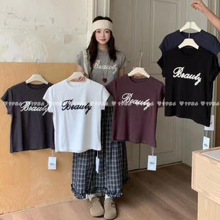 1986T恤加厚2025秋圆领时尚 上衣370 百搭休闲简约字母短袖