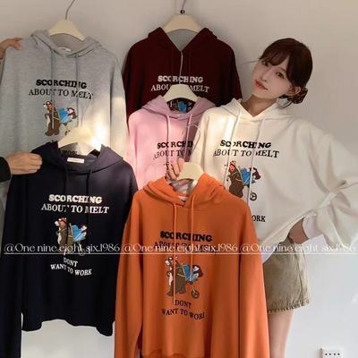 1986连帽卫衣2025秋宽松文艺休闲