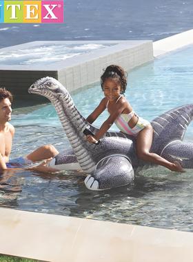 INTEX大雷龙游泳圈大恐龙充气坐骑成人儿童浮床水上泳池漂浮玩具