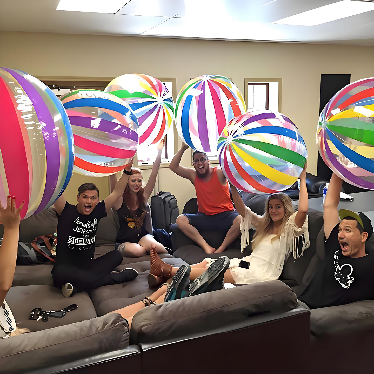 便携超大号半透明沙滩球儿童成人游泳戏水球充气玩具泳池草地两用