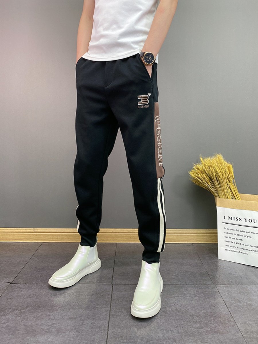 秋冬季男士新款加绒加厚休闲裤潮流刺绣弹力小脚运动束脚哈伦卫裤,男装,休闲裤,淘宝优惠券,粉丝福利购,淘宝优惠卷