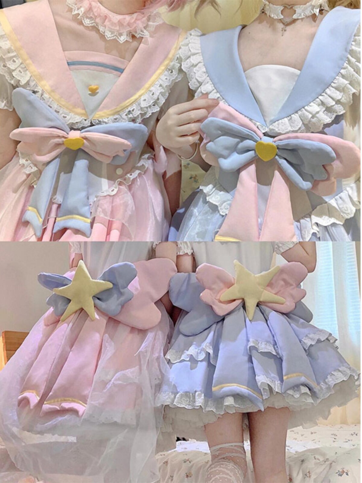 마법 소녀 네이비 칼라 로리타 드레스 로리타 귀여운 달콤한 털이 공주 드레스 가벼운 LO 데일리